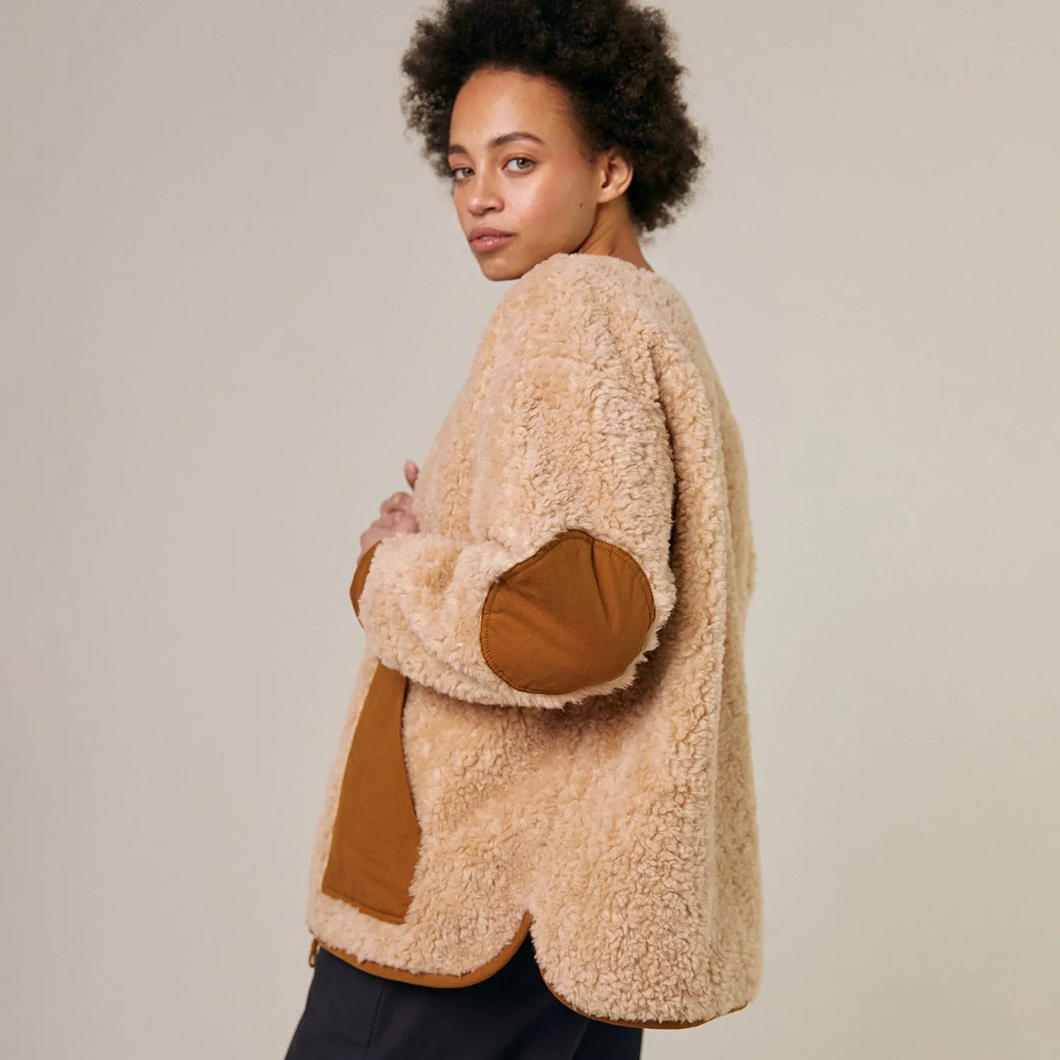 Womens Wool Arc Coat - Natural